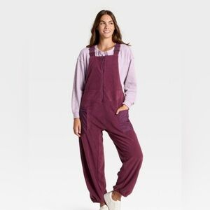JoyLab High Pile Fleece Overall - plum - Size Large